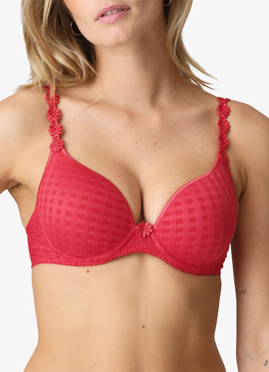 Marie Jo Avero voorgevormde beugel bh met bloemborduring - detail rood