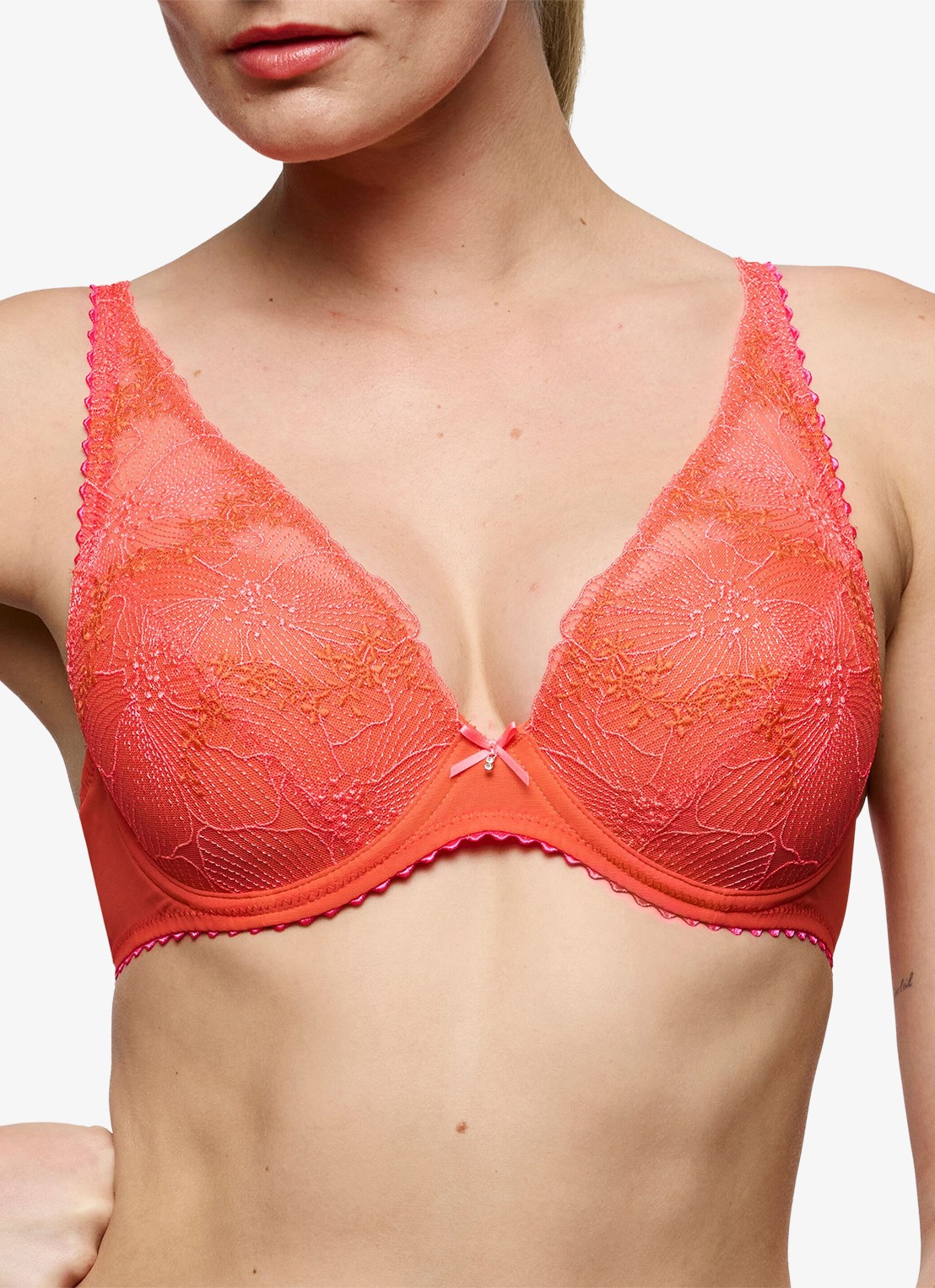 Marie Jo Beugel bh met overlay van kant - detail koraalroze