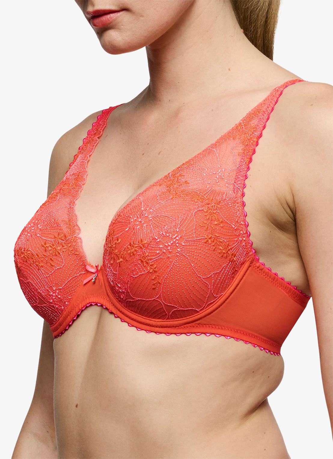Marie Jo Beugel bh met overlay van kant - detail 2 koraalroze
