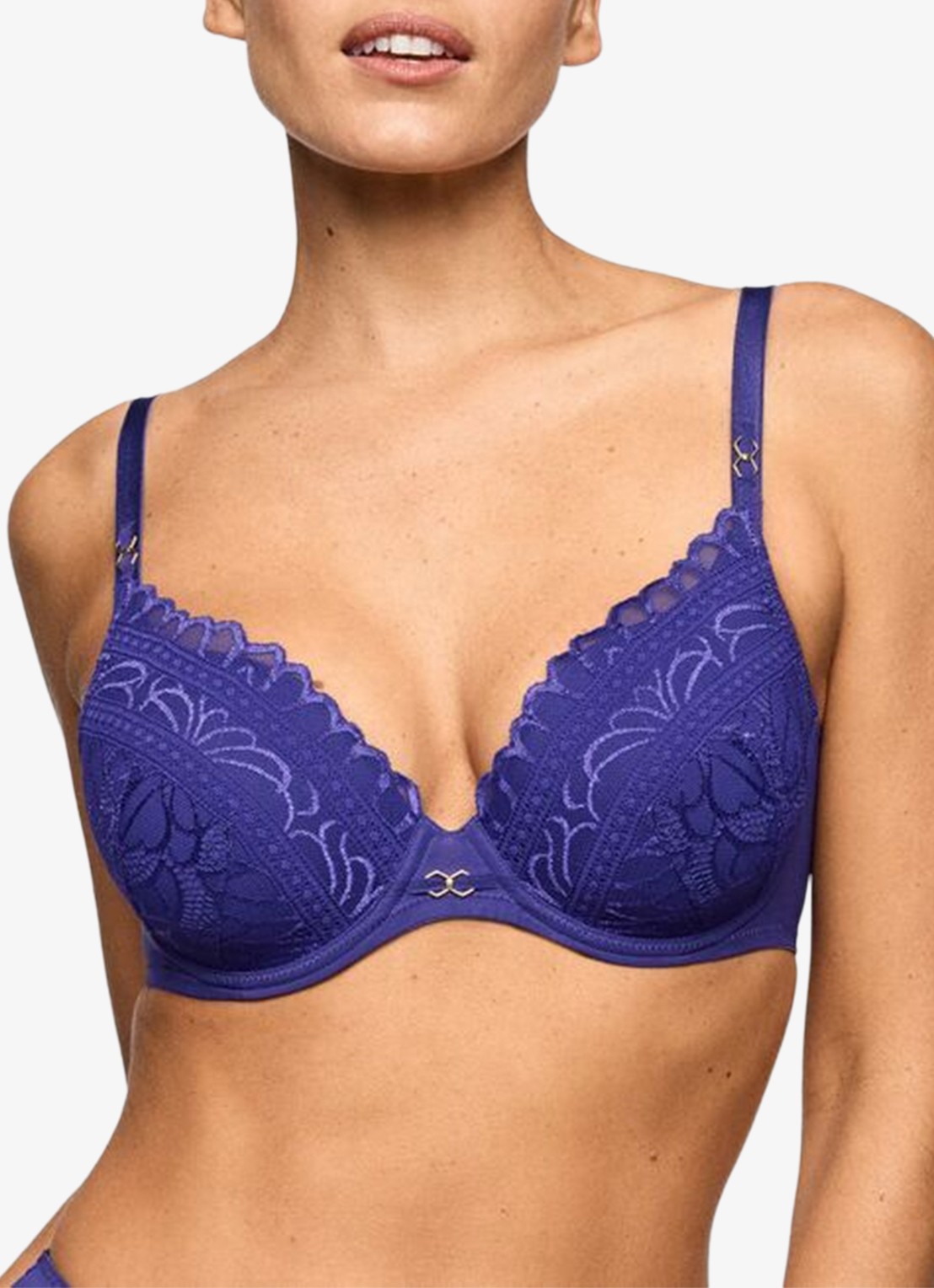 Marie Jo Cerina voorgevormde beugel bh met kant - detail donkerblauw