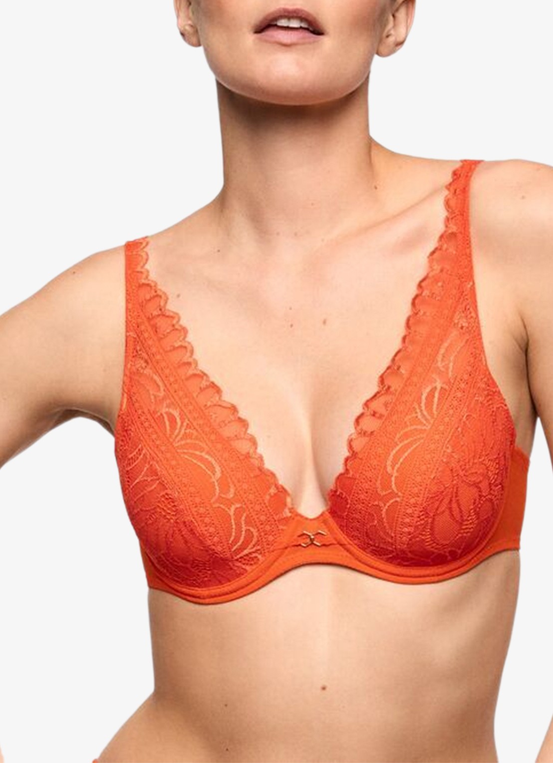 Marie Jo Cerina voorgevormde plunge bh met overlay van kant - detail 3 orange