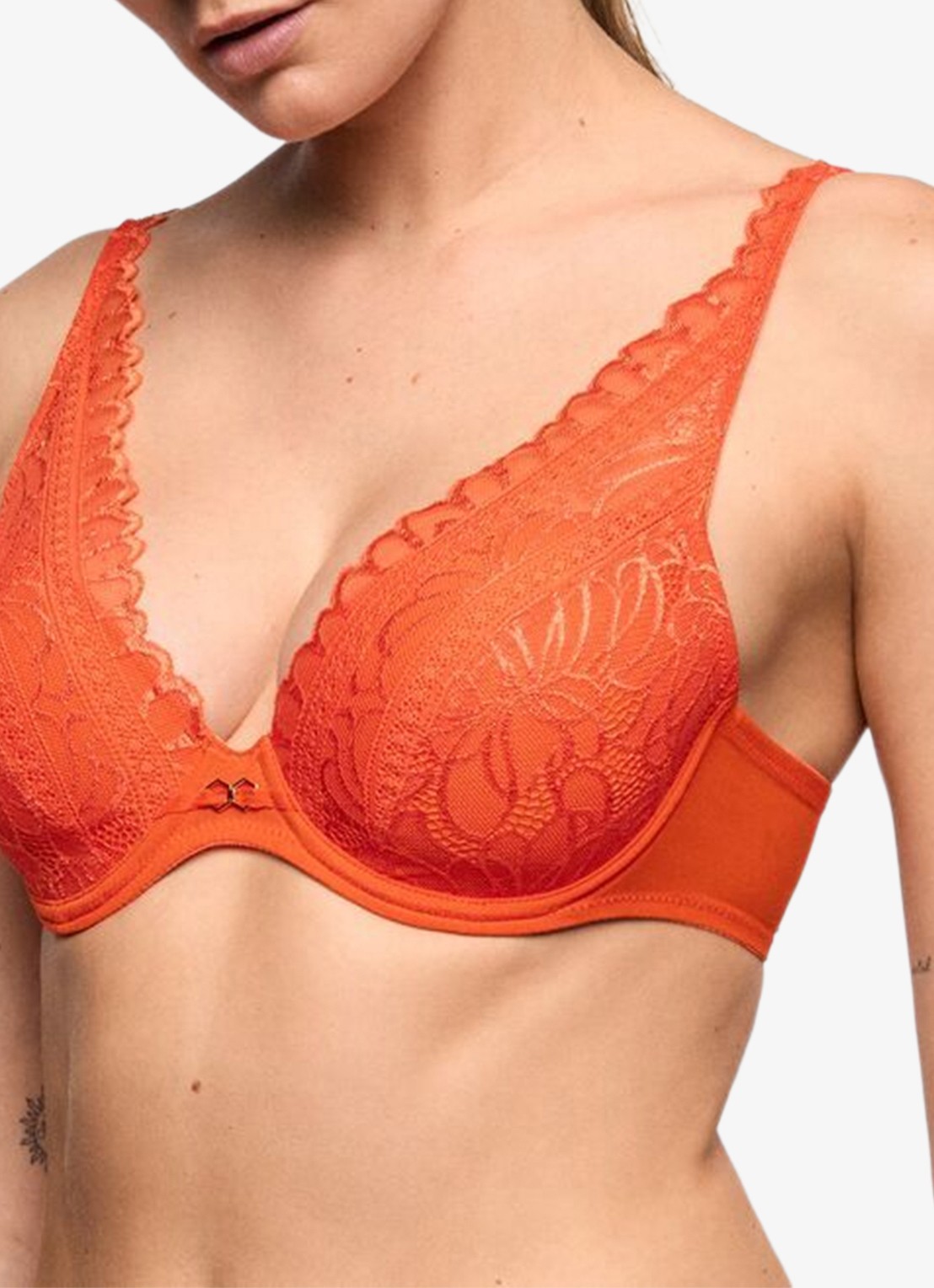 Marie Jo Cerina voorgevormde plunge bh met overlay van kant - detail 4 orange