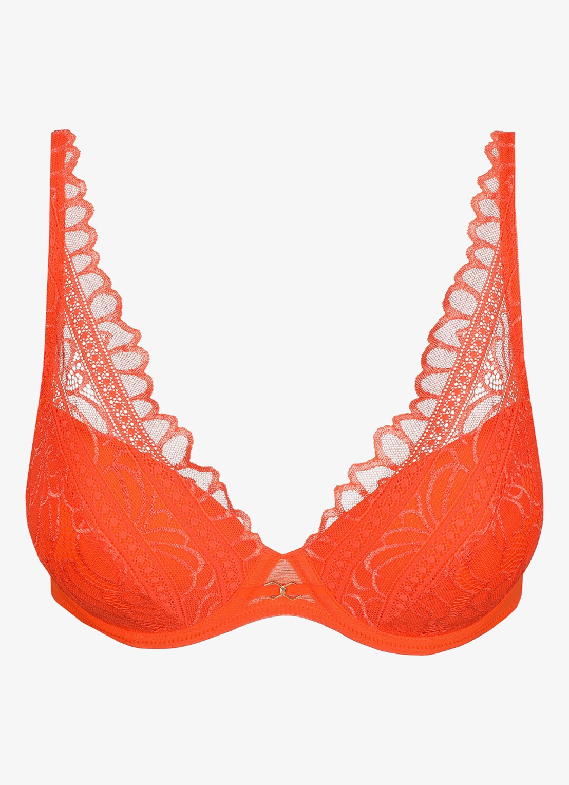 Marie Jo Cerina voorgevormde plunge bh met overlay van kant - voorkant orange