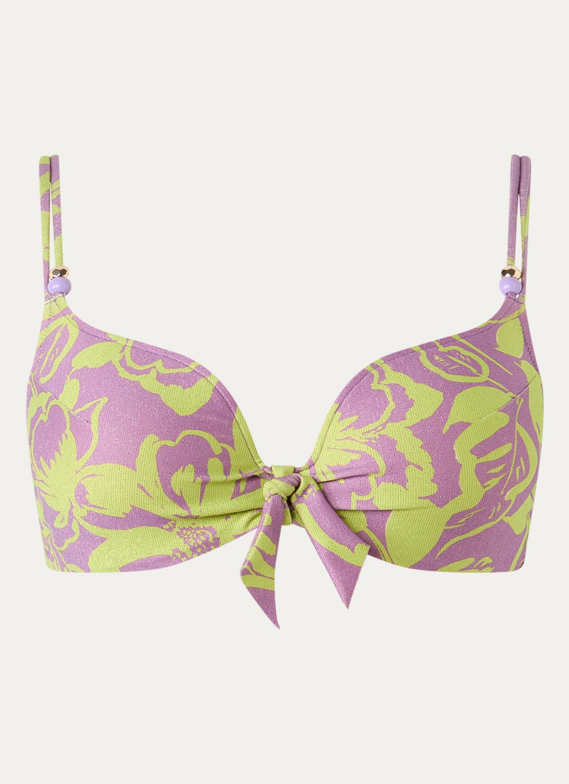 Marie Jo Chalia voorgevormde bikinitop met lurex en bloemenprint - voorkant lila