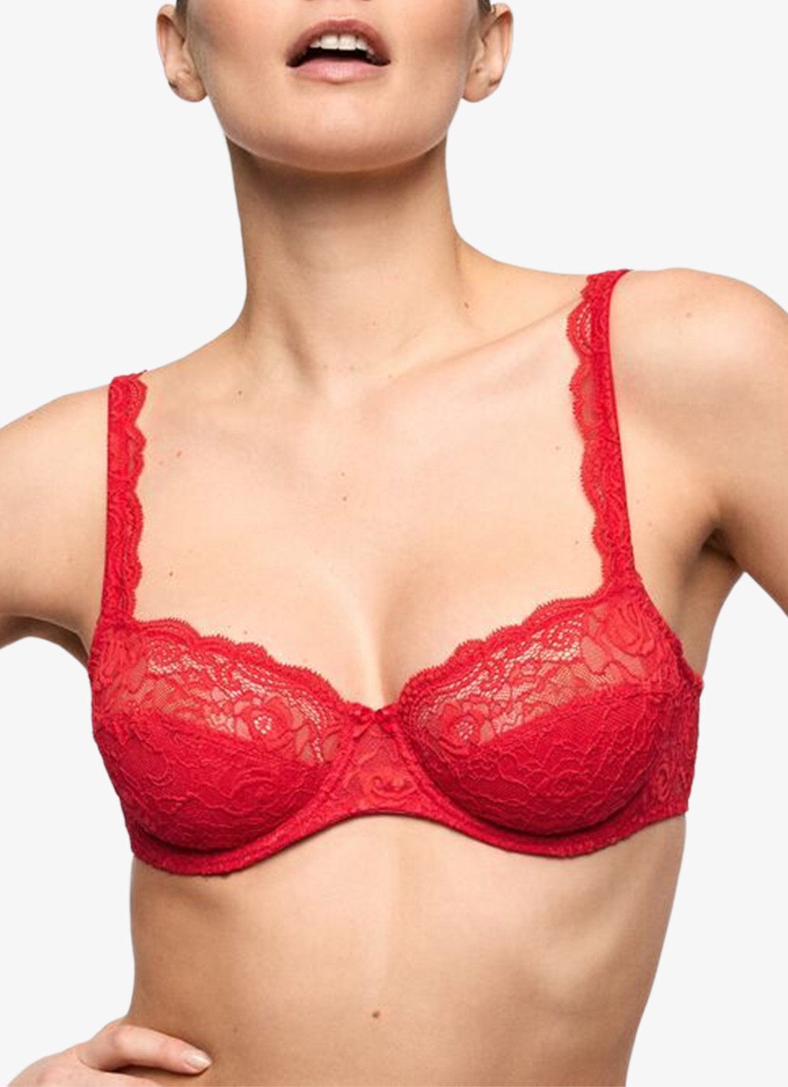 Marie Jo Cyrile voorgevormde bh met overlay van kant - detail rood