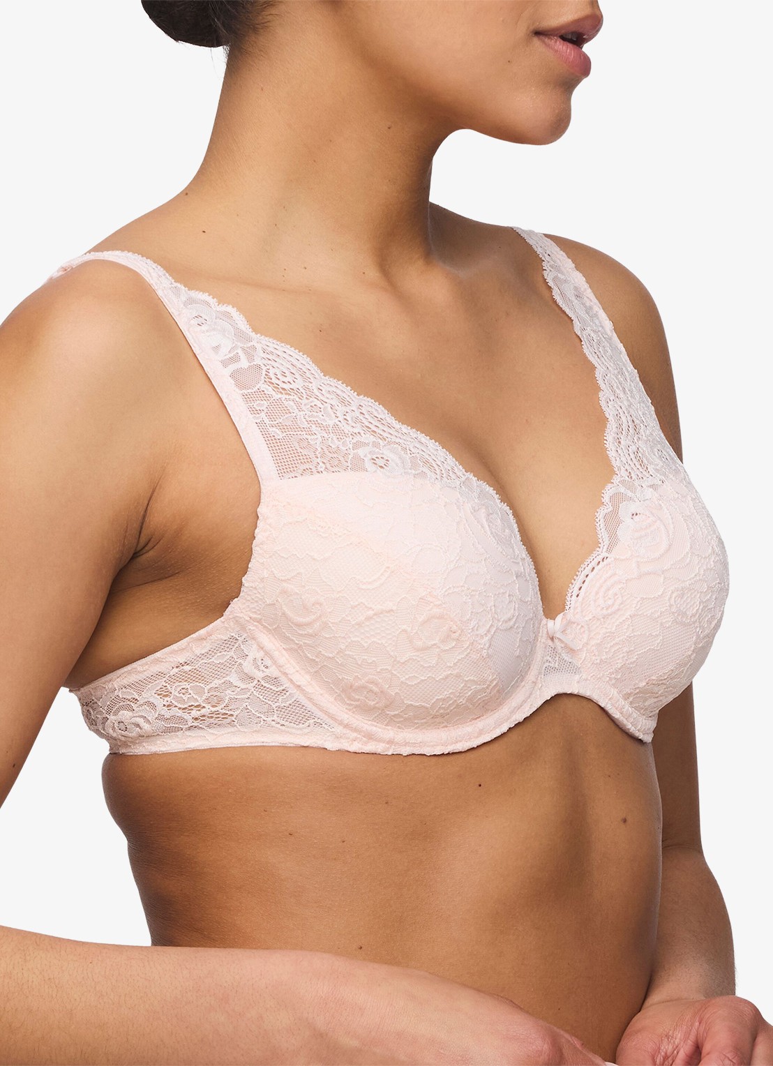 Marie Jo Cyrile voorgevormde plunge bh met overlay van kant - detail 5 lichtroze