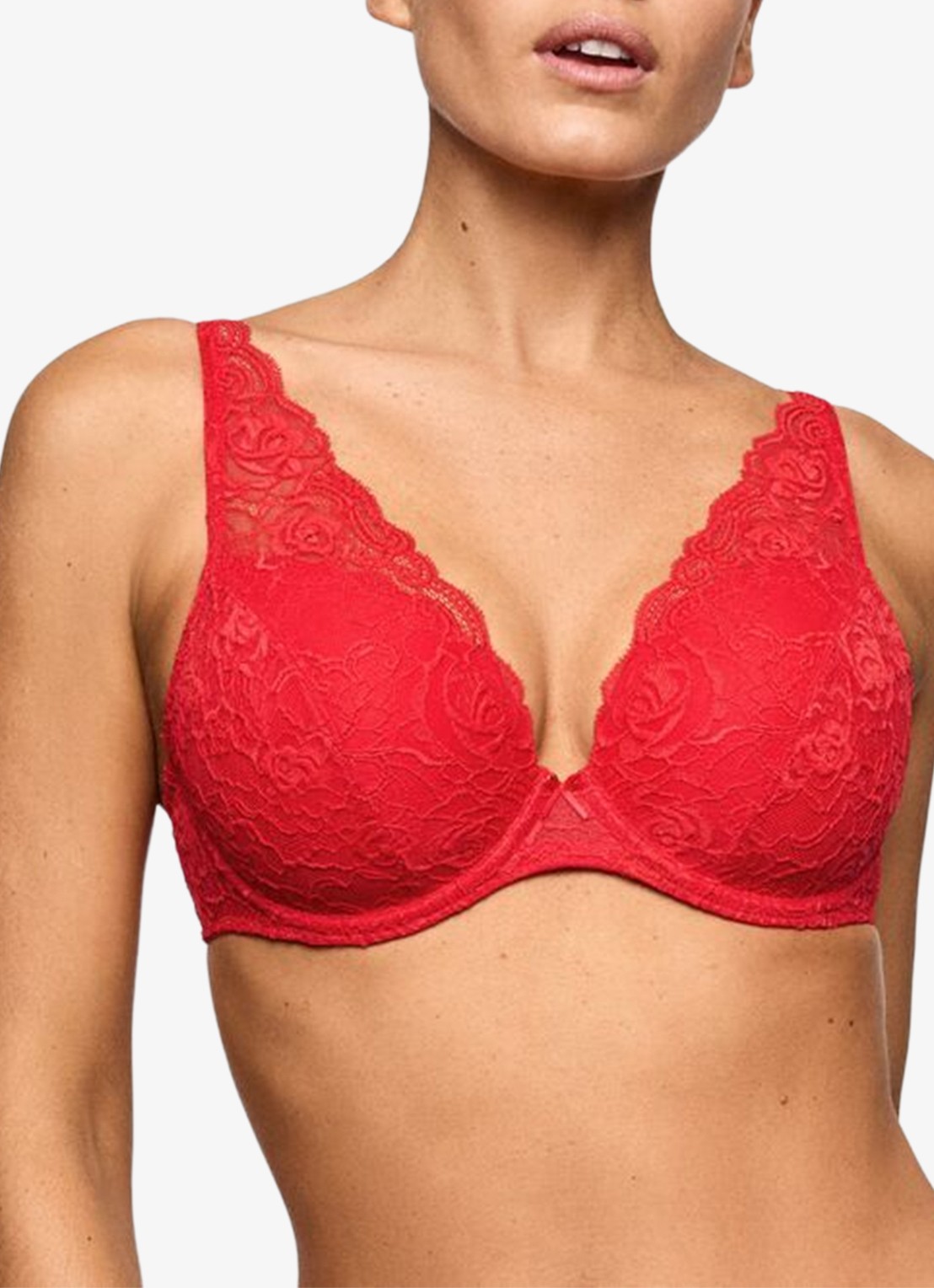 Marie Jo Cyrile voorgevormde plunge bh met overlay van kant - detail 3 rood