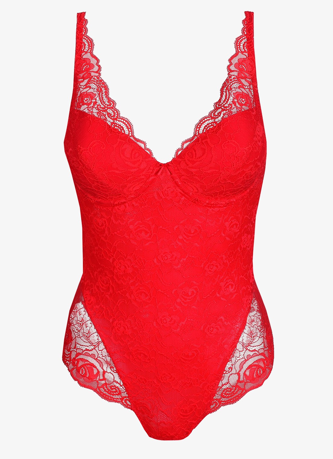 Marie Jo Cyrile voorgevormde plunge body van kant - voorkant 2 rood