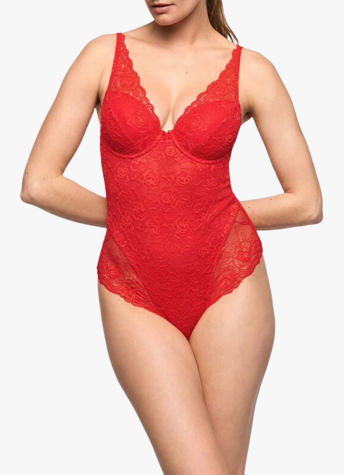 Marie Jo Cyrile voorgevormde plunge body van kant - voorkant 3 rood