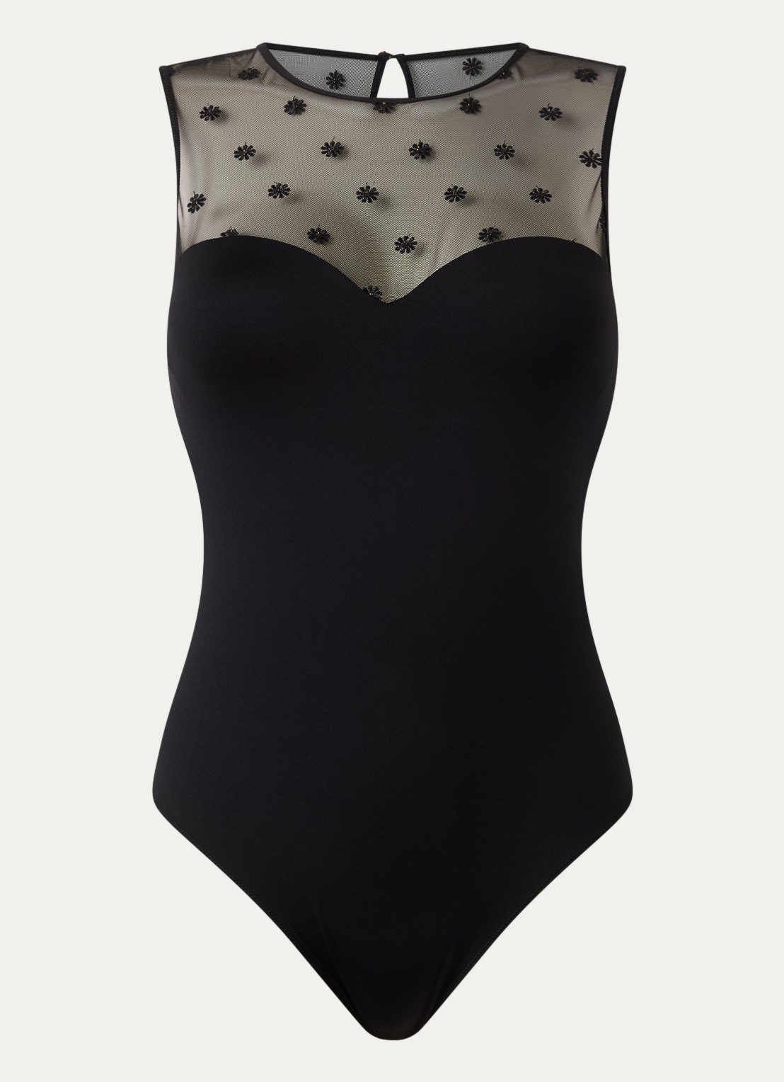 Marie Jo Daisy naadloze body met mesh - voorkant 3 zwart