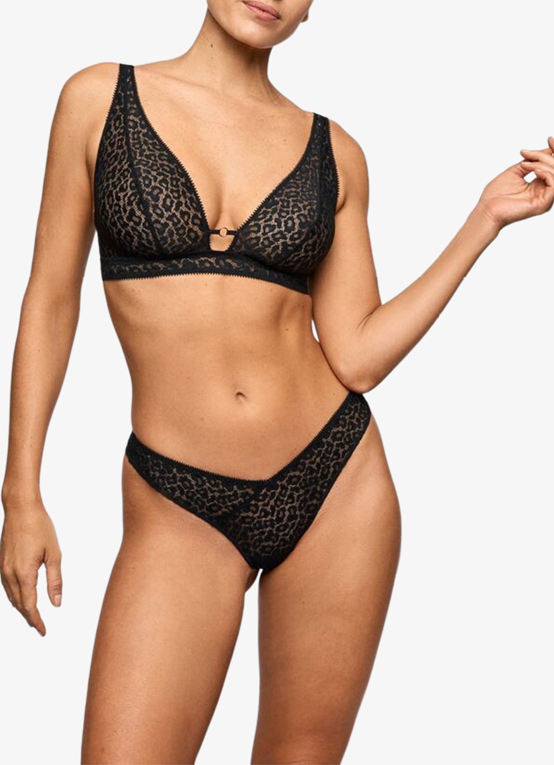 Marie Jo Juliane bralette met panterprint - voorkant 7 zwart