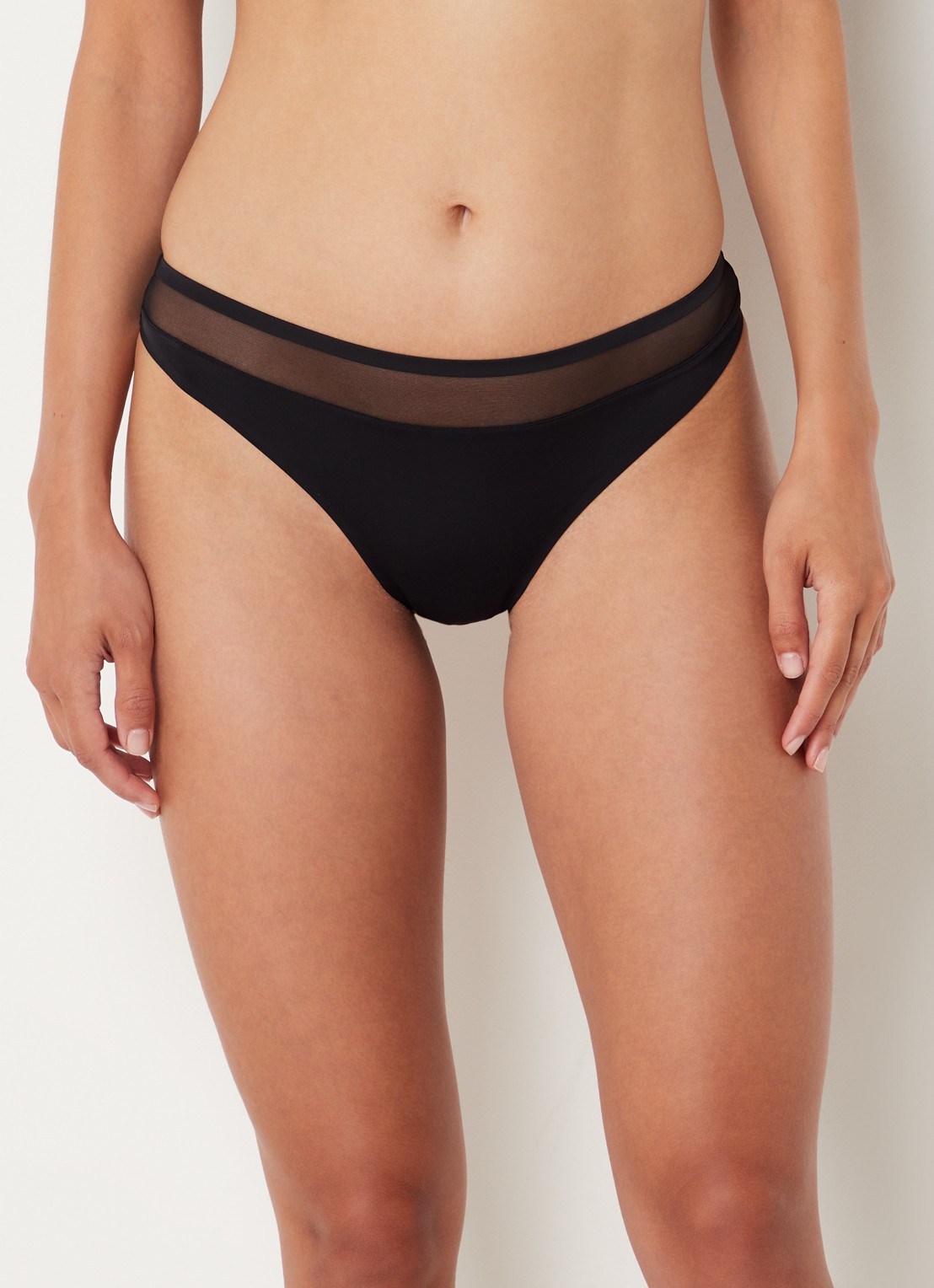 Marie Jo Louie naadloze tanga met mesh - detail 6 zwart