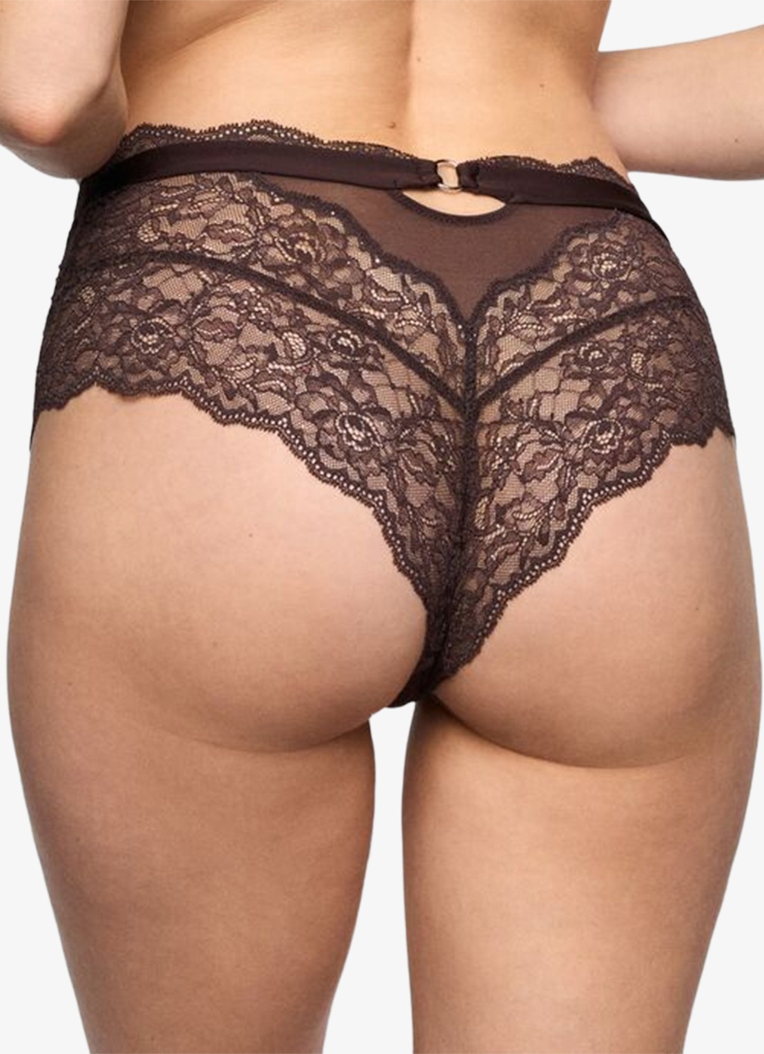 Marie Jo Musea shorty met pailletten - achterkant donkerbruin