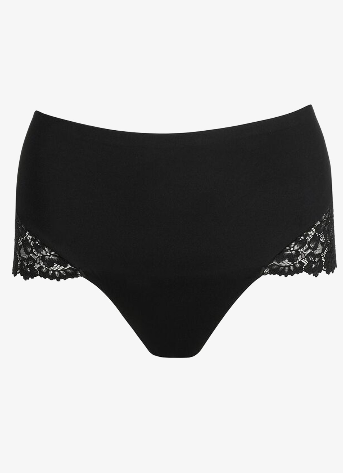 Marie Jo Soft Studio high waisted slip met kant - voorkant zwart
