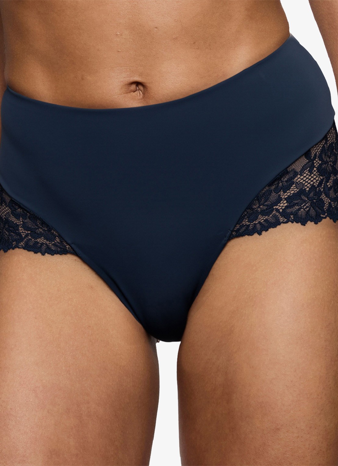 Marie Jo Soft Studio high waisted slip met kant - detail donkerblauw