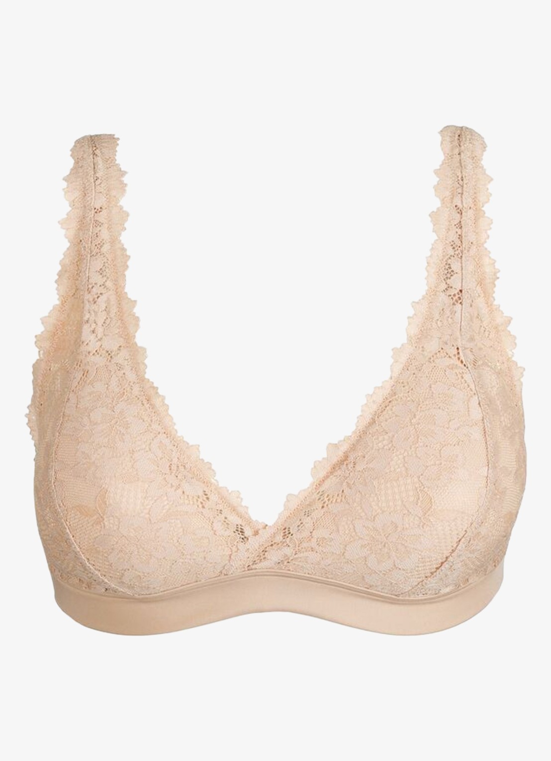 Marie Jo Soft Studio voorgevormde bralette met overlay van kant - voorkant beige