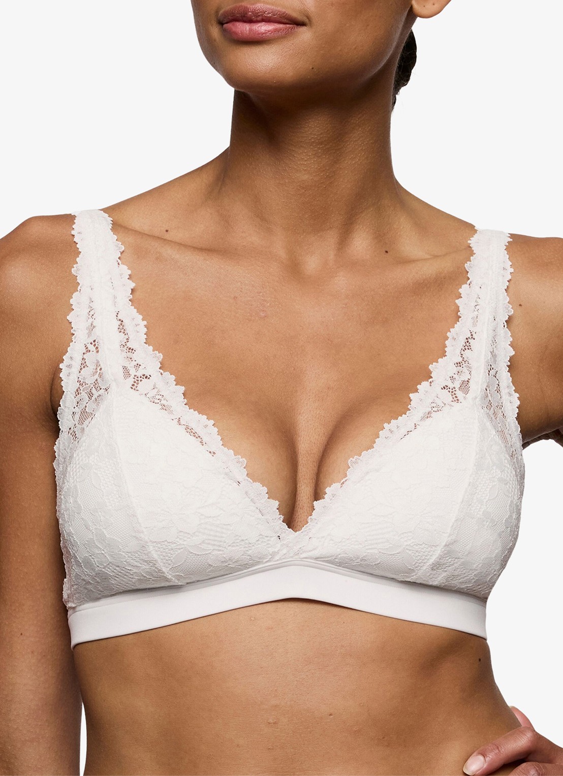 Marie Jo Soft Studio voorgevormde bralette met overlay van kant - detail wit