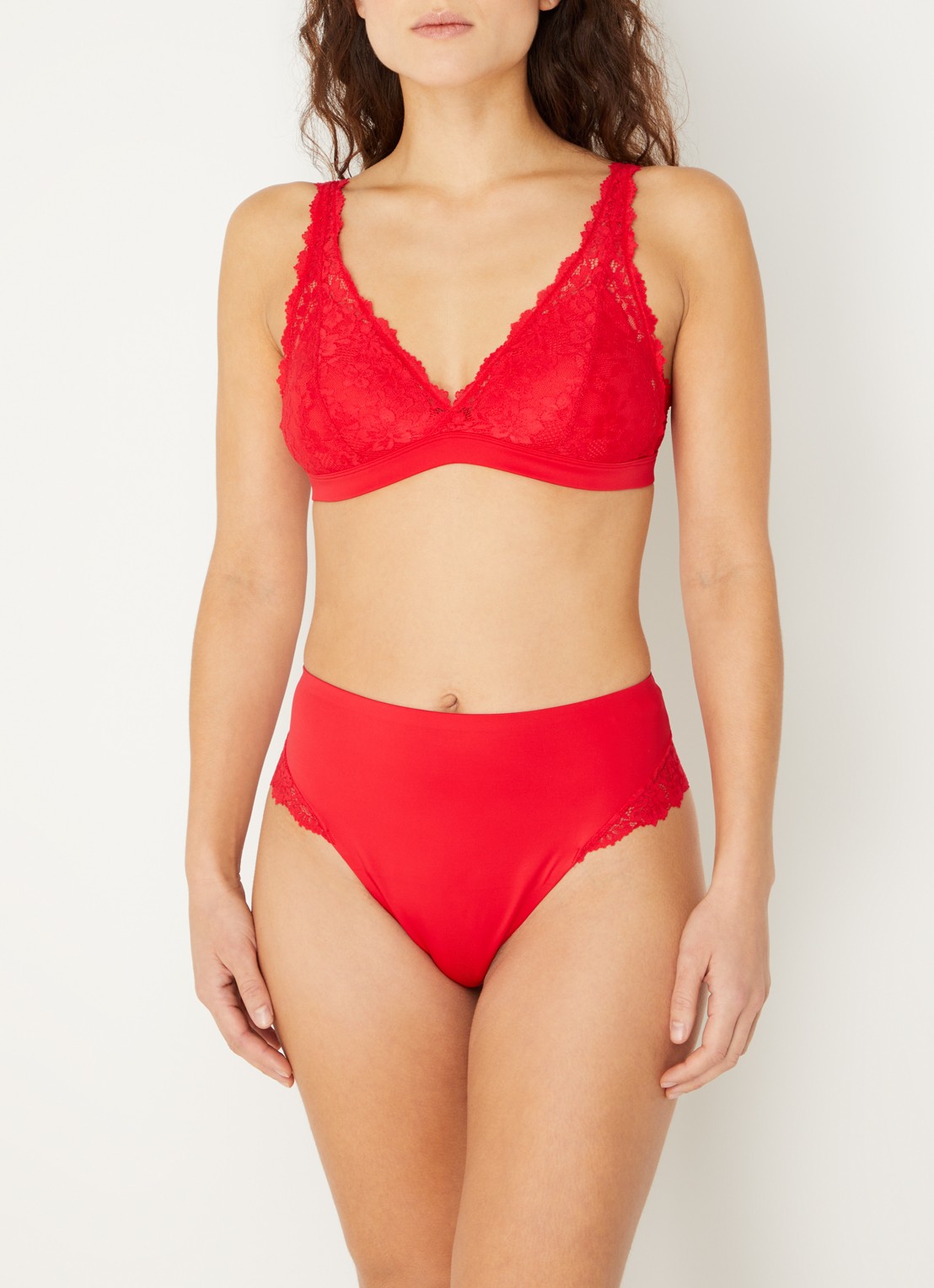 Marie Jo Soft Studio voorgevormde bralette met overlay van kant - voorkant 3 rood