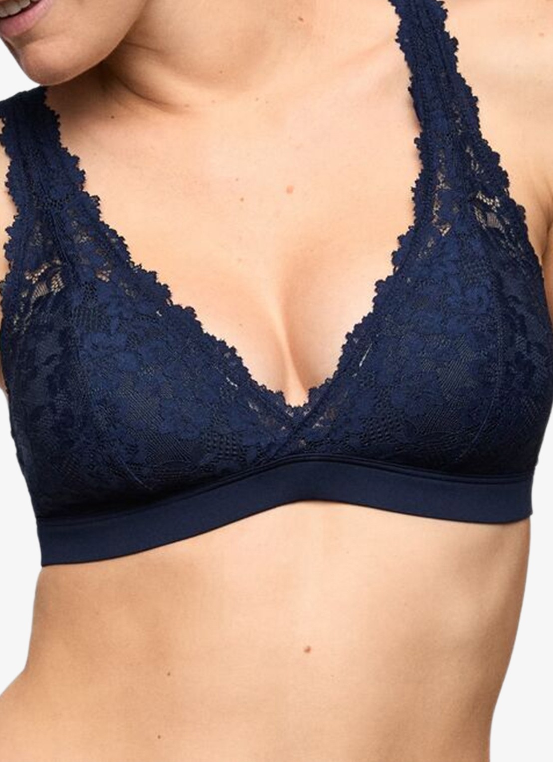 Marie Jo Soft Studio voorgevormde bralette met overlay van kant - detail donkerblauw