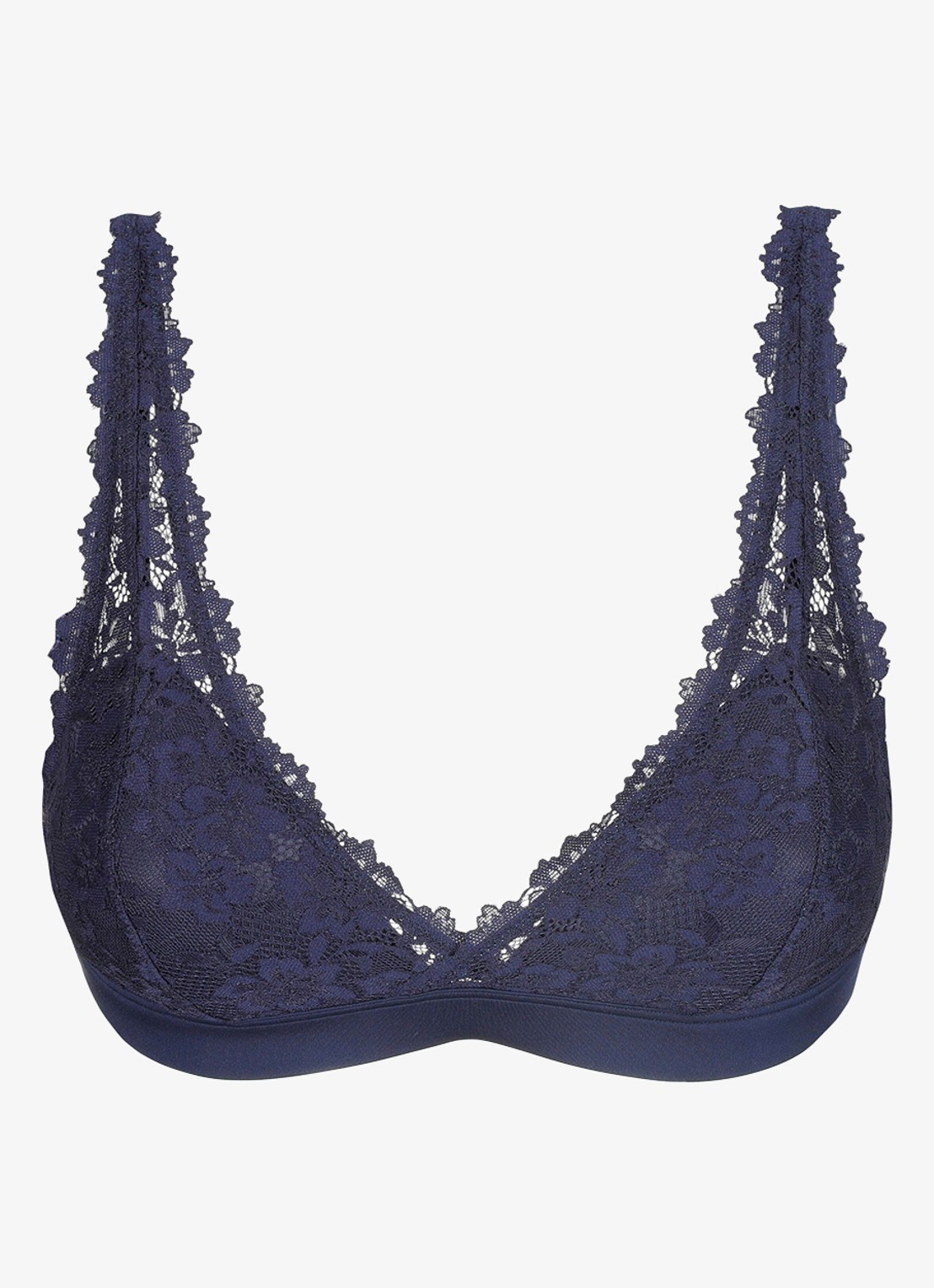 Marie Jo Soft Studio voorgevormde bralette met overlay van kant - voorkant 3 donkerblauw