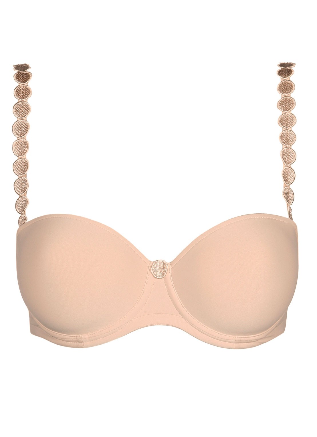 Marie Jo Tom strapless bh met broderie applicatie - voorkant 4 beige