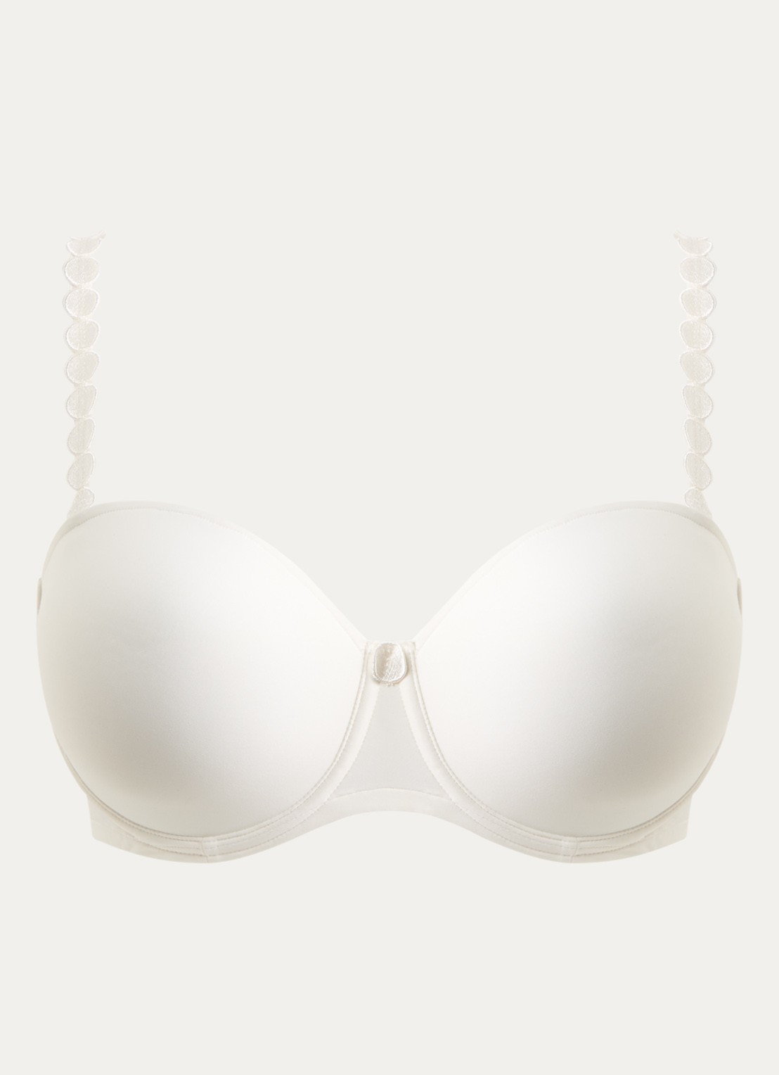 Marie Jo Tom strapless bh met broderie applicatie - voorkant wit