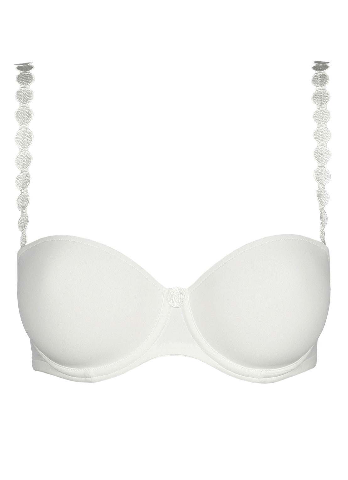 Marie Jo Tom strapless bh met broderie applicatie - voorkant 2 wit