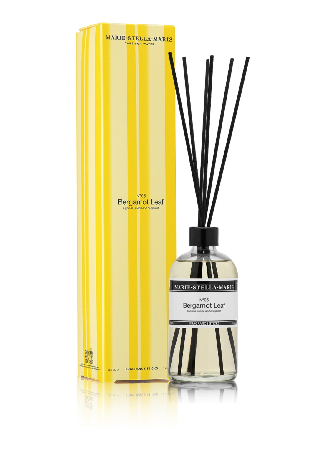 Marie-Stella-Maris No.05 Bergamot Leaf geurstokjes 250 ml - voorkant transparant