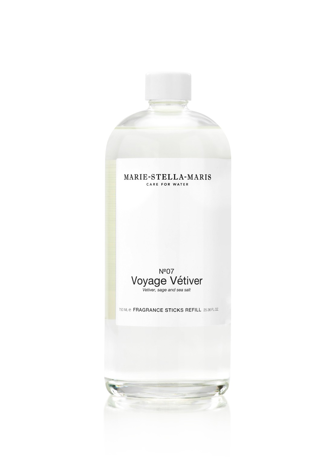 Marie-Stella-Maris No. 07 Voyage Vétiver Fragrance Sticks - geurstokjes navulling 750 ml - voorkant transparant