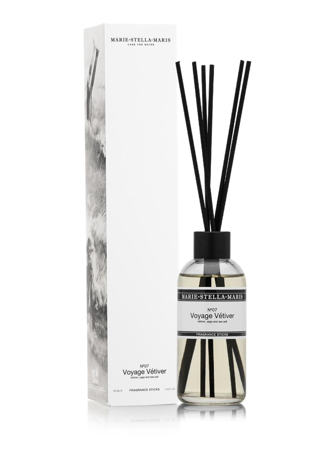 Marie-Stella-Maris No.07 Voyage Vétiver - geurstokjes 100 ml - detail wit