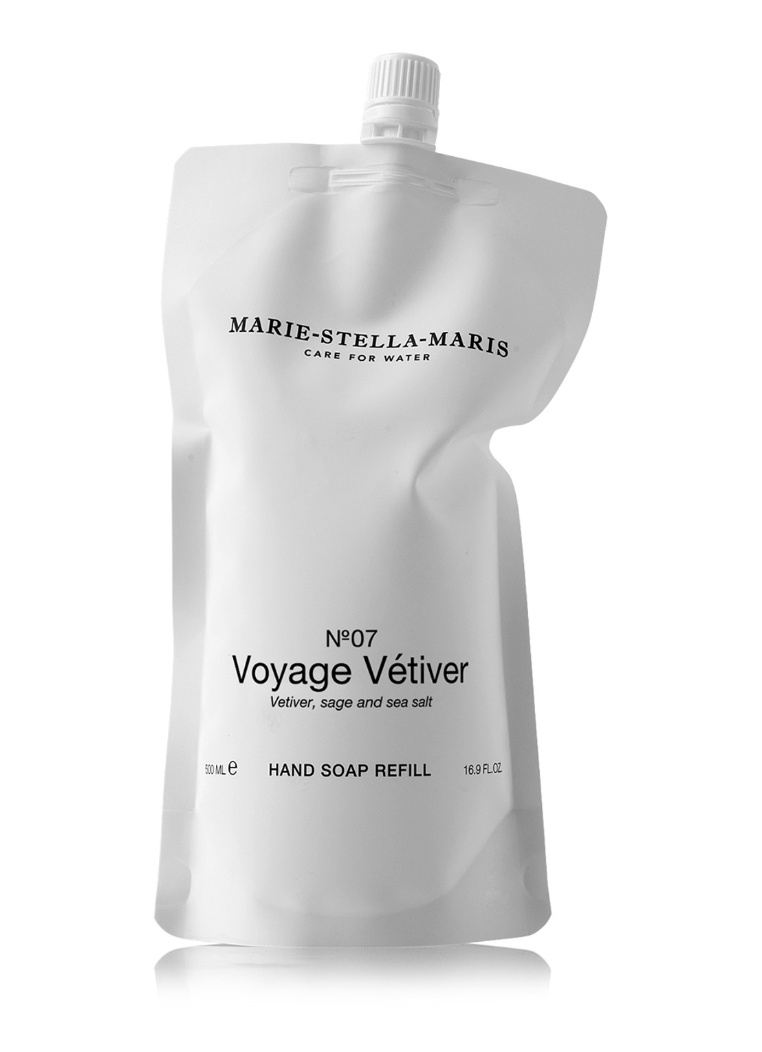 Marie-Stella-Maris No.07 Voyage Vétiver handzeep navulling 500 ml - voorkant wit
