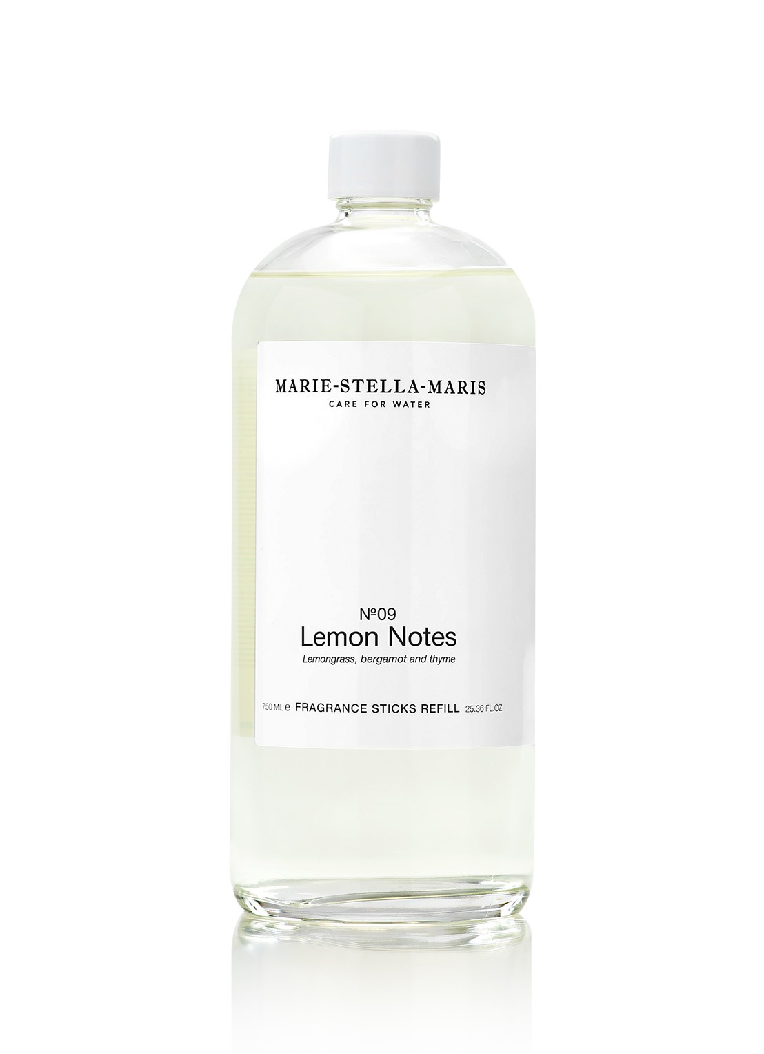 Marie-Stella-Maris No. 09 Lemon Notes Fragrance Sticks - geurstokjes navulling 750 ml - voorkant transparant