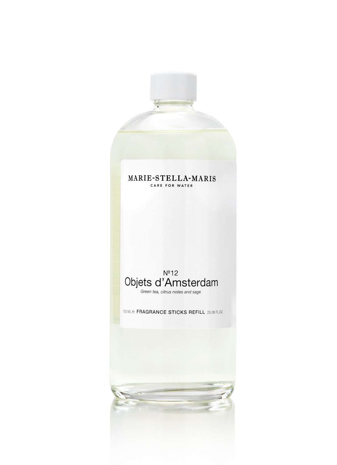 Marie-Stella-Maris  No. 12 Objets d'Amsterdam Fragrance Sticks - geurstokjes navulling 750 ml - voorkant transparant