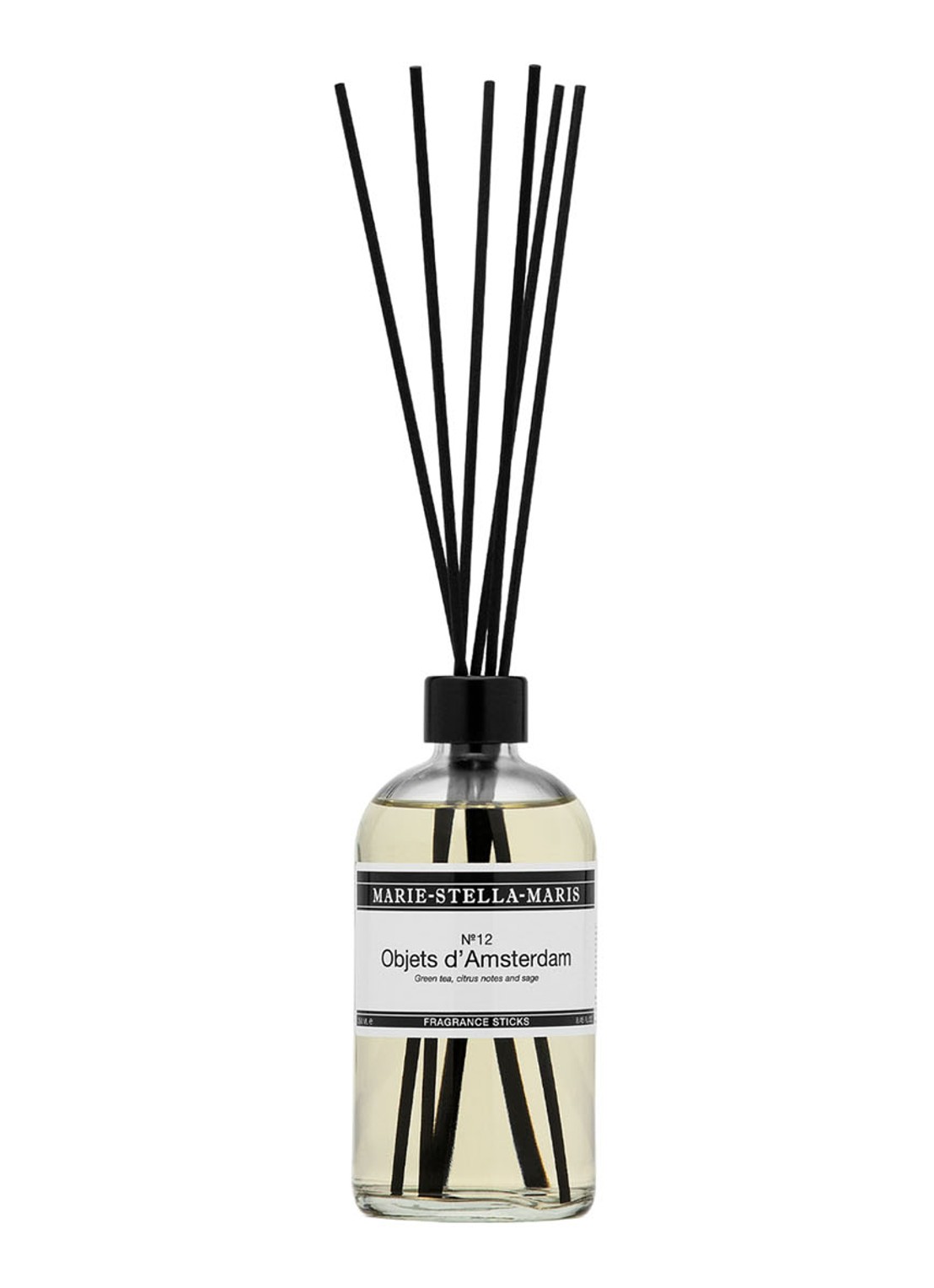 Marie-Stella-Maris No.12 Objets d'Amsterdam geurstokjes 250 ml - voorkant transparant