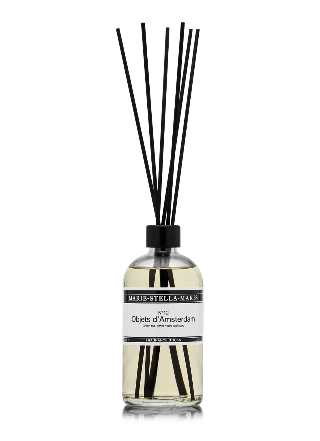 Marie-Stella-Maris No.12 Objets d'Amsterdam geurstokjes 250 ml - voorkant transparant