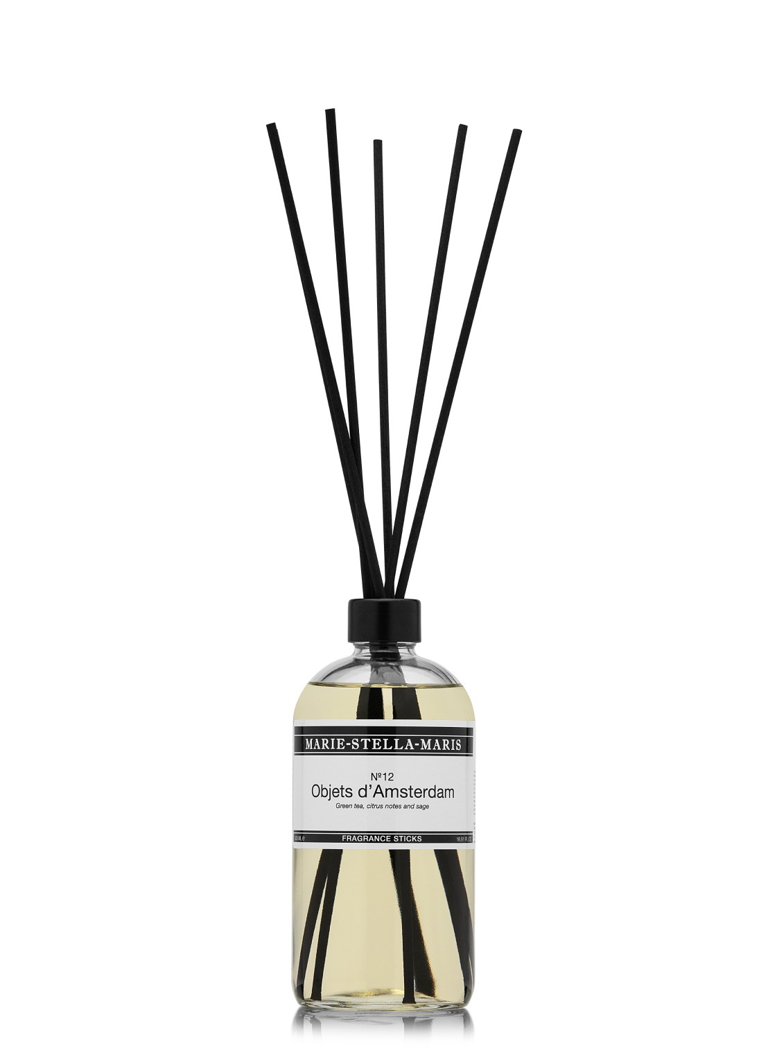 Marie-Stella-Maris No.12 Objets d'Amsterdam geurstokjes 500 ml - voorkant transparant