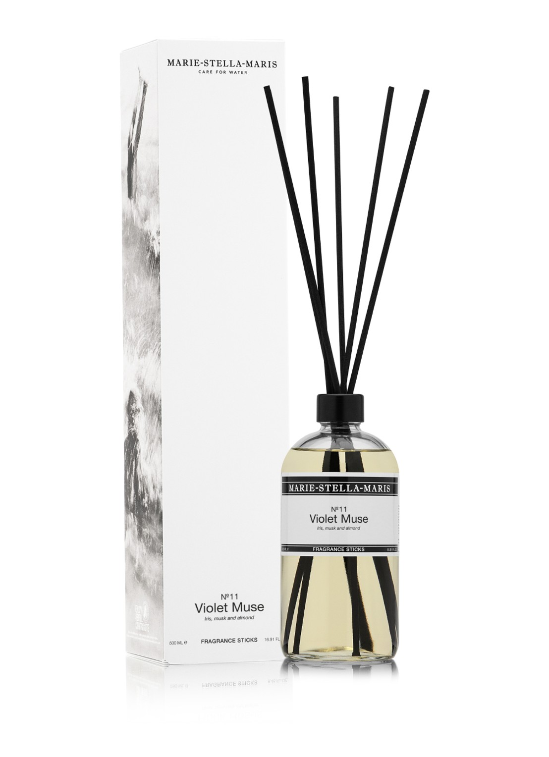 Marie-Stella-Maris Violet Muse geurstokjes 500 ml - detail transparant