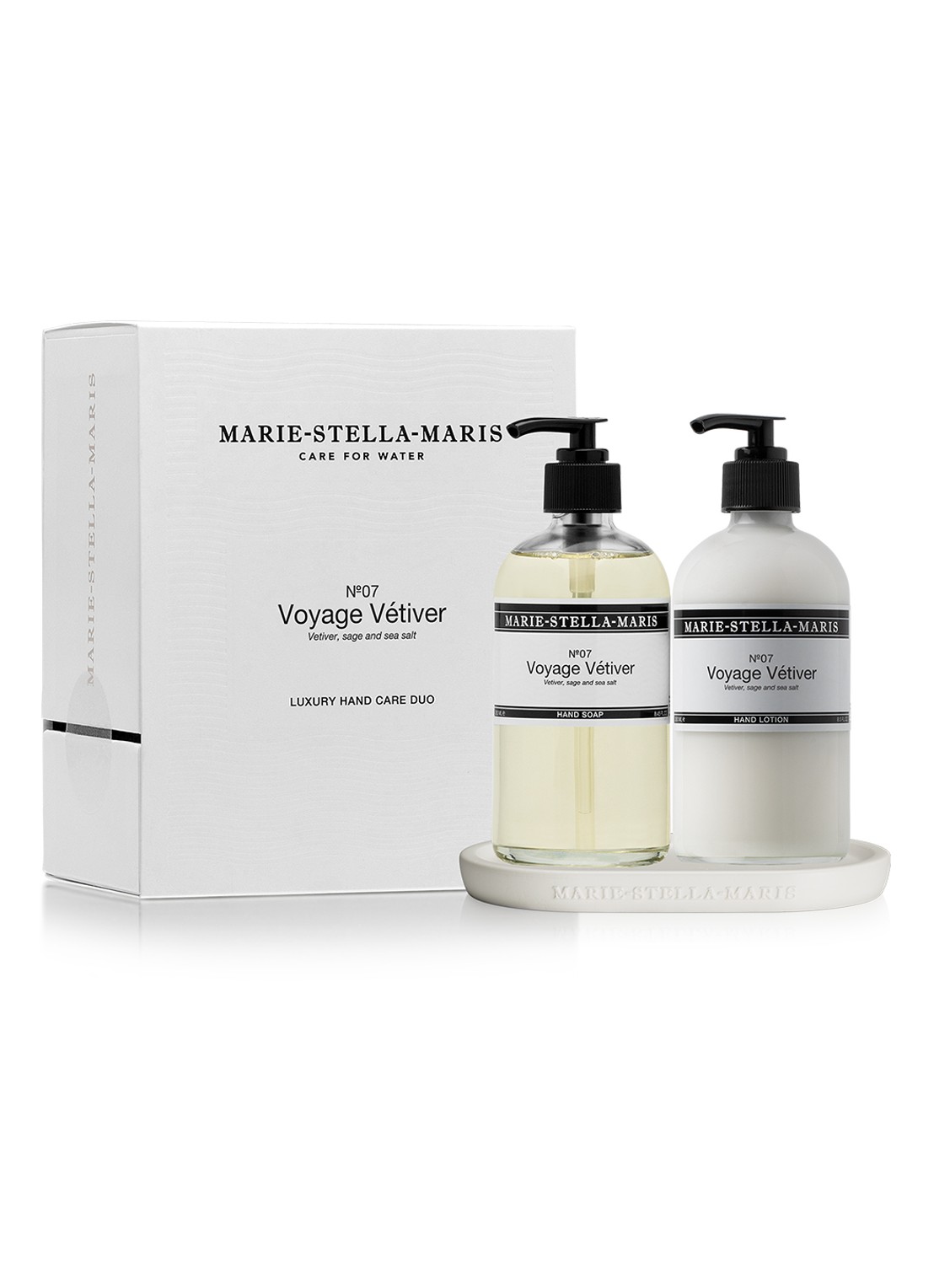 Marie-Stella-Maris Voyage Vétiver handzeep en handlotion - verzorgingsset - voorkant transparant