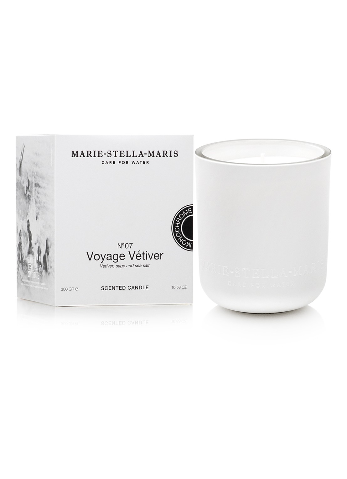 Marie-Stella-Maris Voyage Vétiver navulbare geurkaars 300 gram - voorkant 2 wit