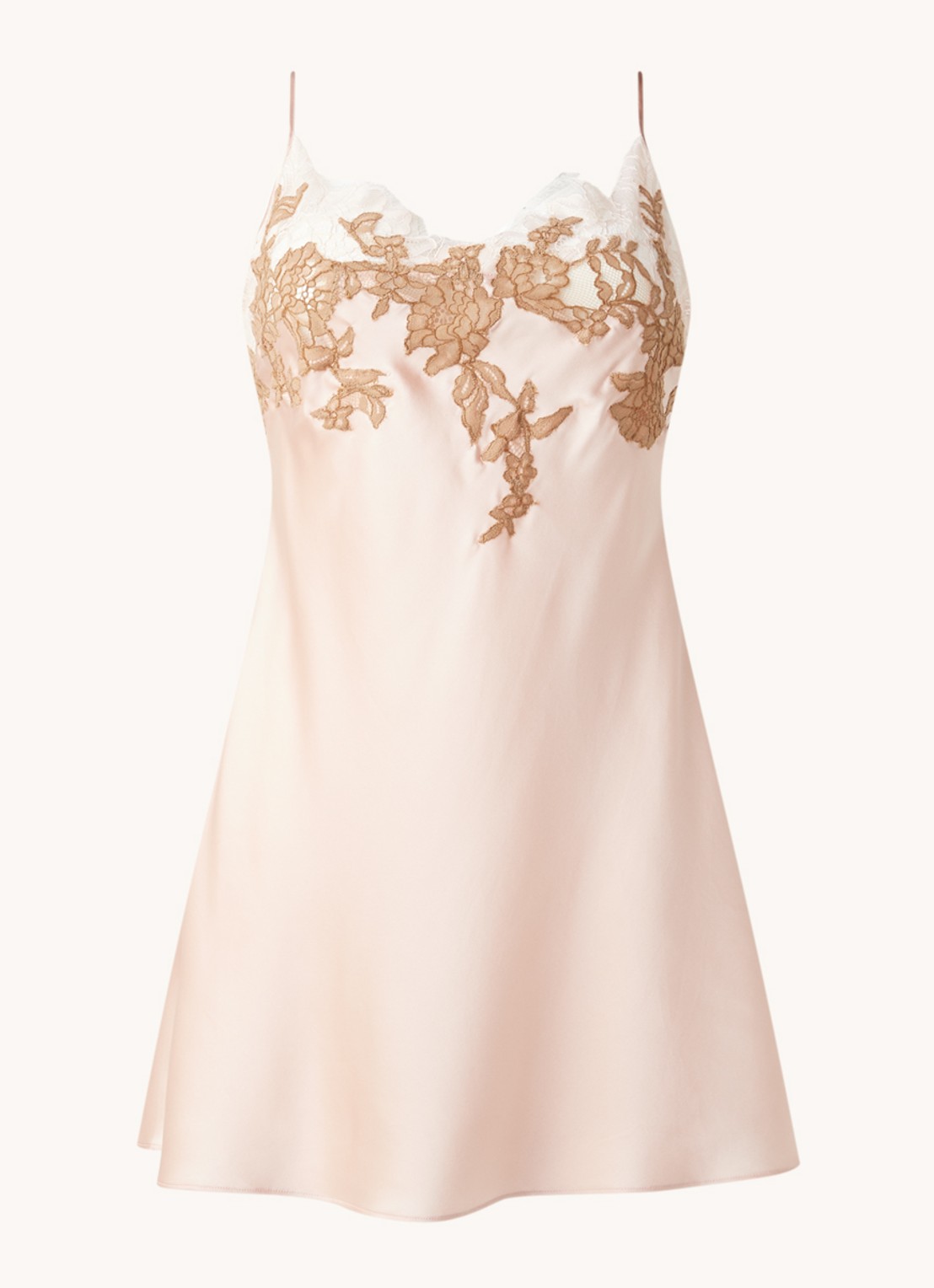 Marjolaine Nina slipdress van zijde met borduring - voorkant lichtroze