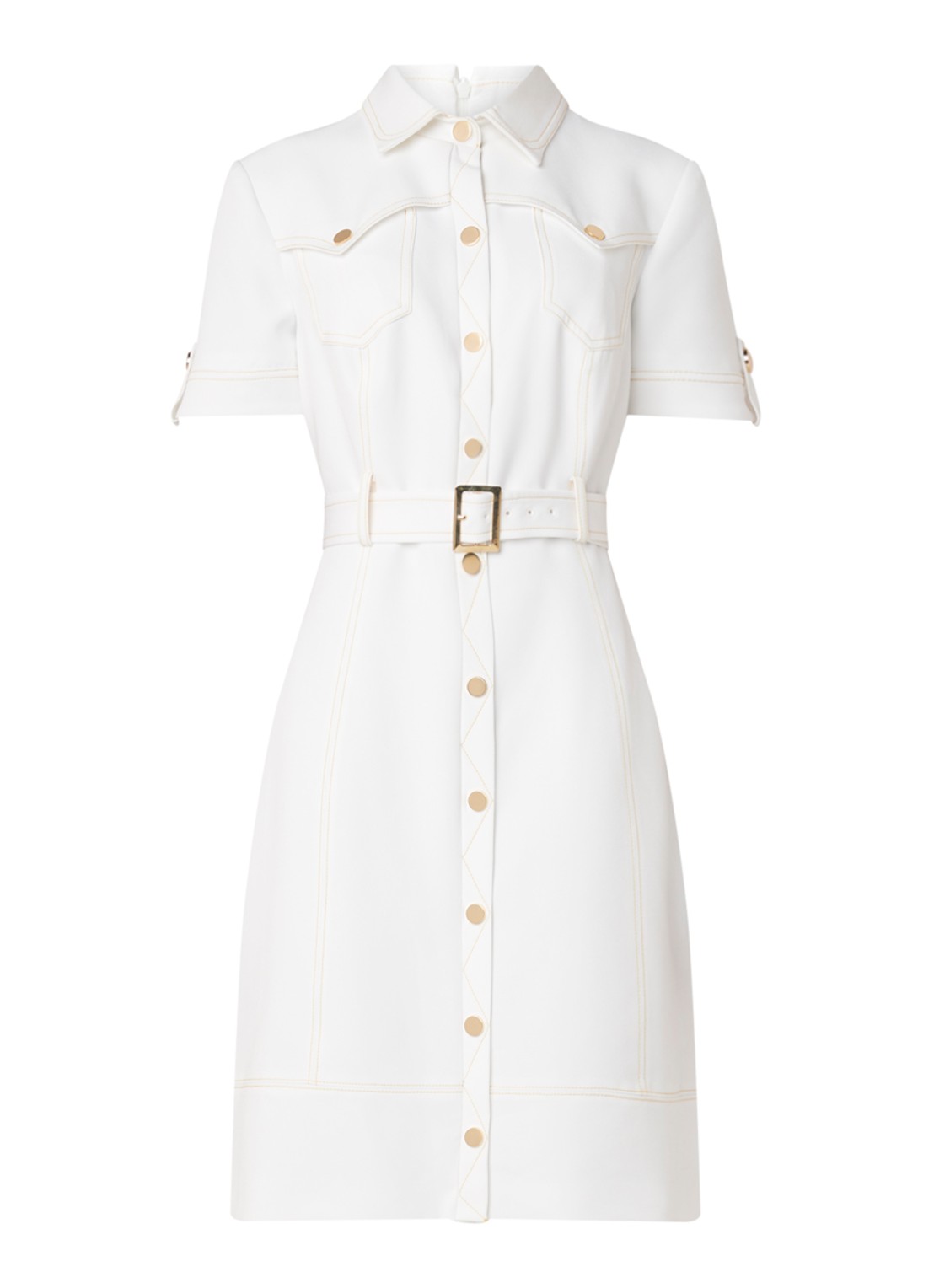 Marley blousejurk met contrastnaden - voorkant 2 wit