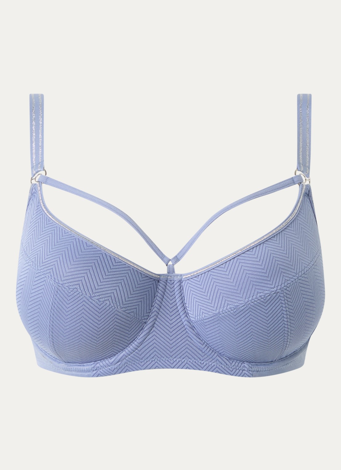 Marlies Dekkers Balconette bh met grafische print - voorkant 3 staalblauw
