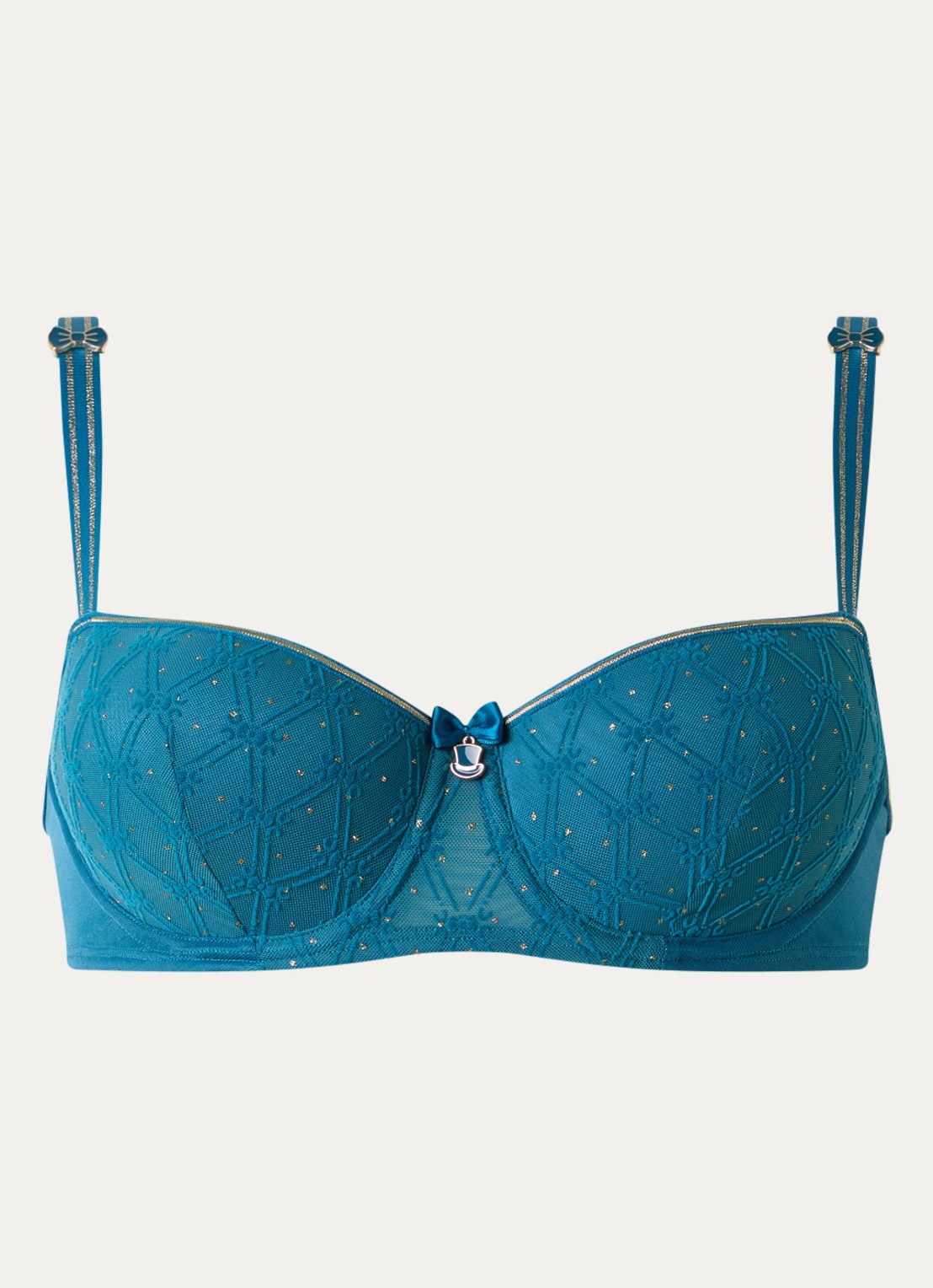 Marlies Dekkers Blue Angel balconette bh van mesh met borduring - voorkant 2 donkerblauw
