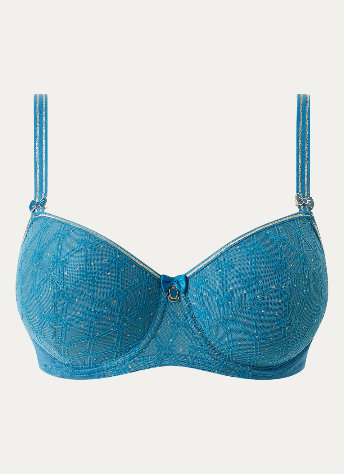 Marlies Dekkers Blue Angel balconette bh van mesh met borduring - voorkant zeegroen