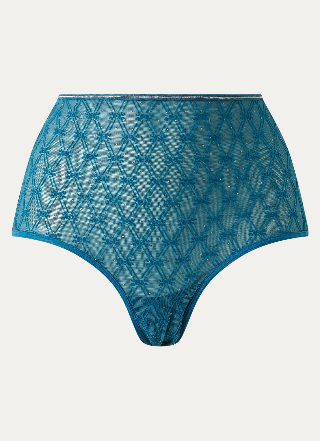 Marlies Dekkers Blue Angel high waisted slip van mesh - voorkant 2 zeegroen