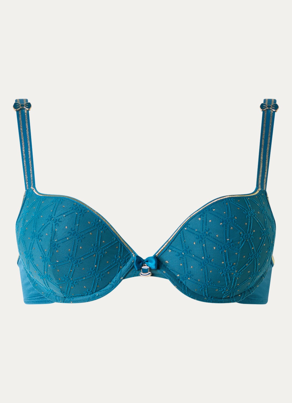 Marlies Dekkers Blue Angel push-up bh van mesh met borduring - voorkant 3 zeegroen