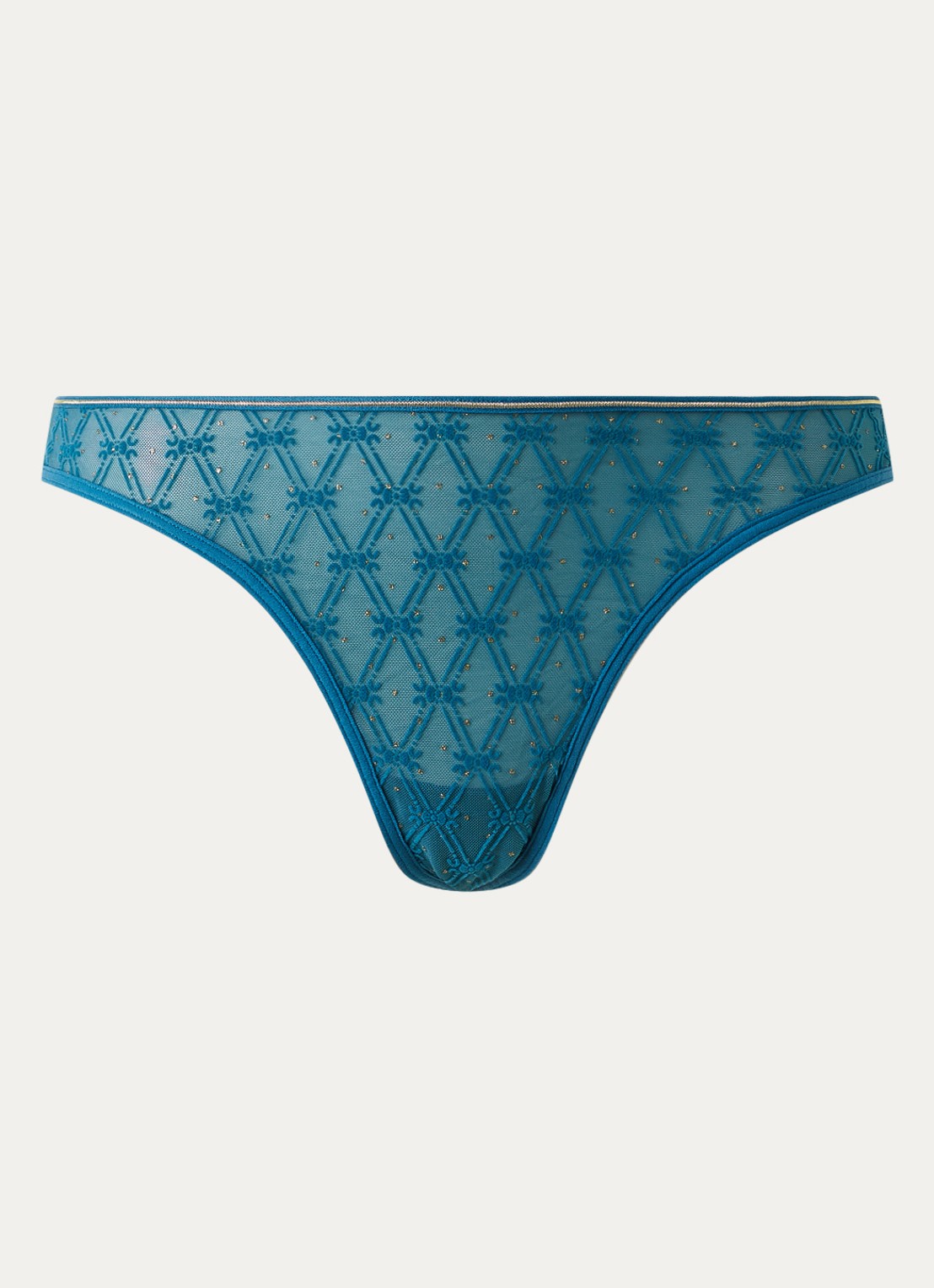 Marlies Dekkers Blue Angel tanga van mesh - voorkant 3 petrol