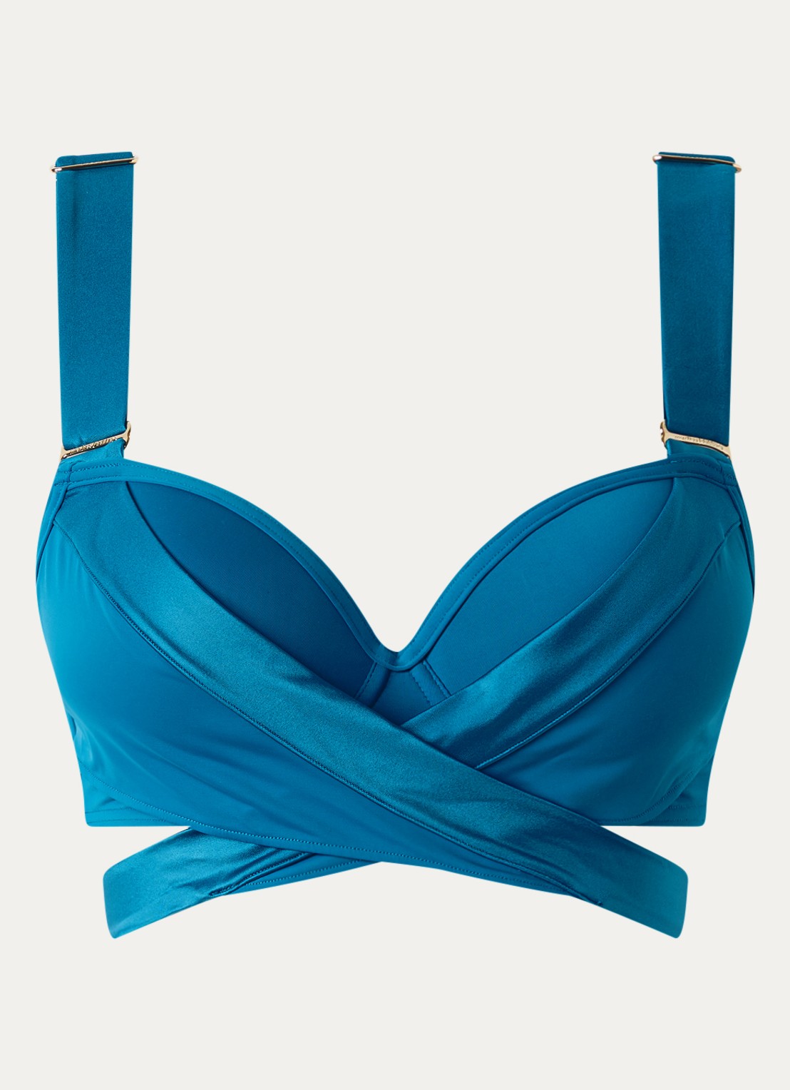 Marlies Dekkers Cache Coeur push-up bikinitop met gekruiste banden - voorkant 2 petrol