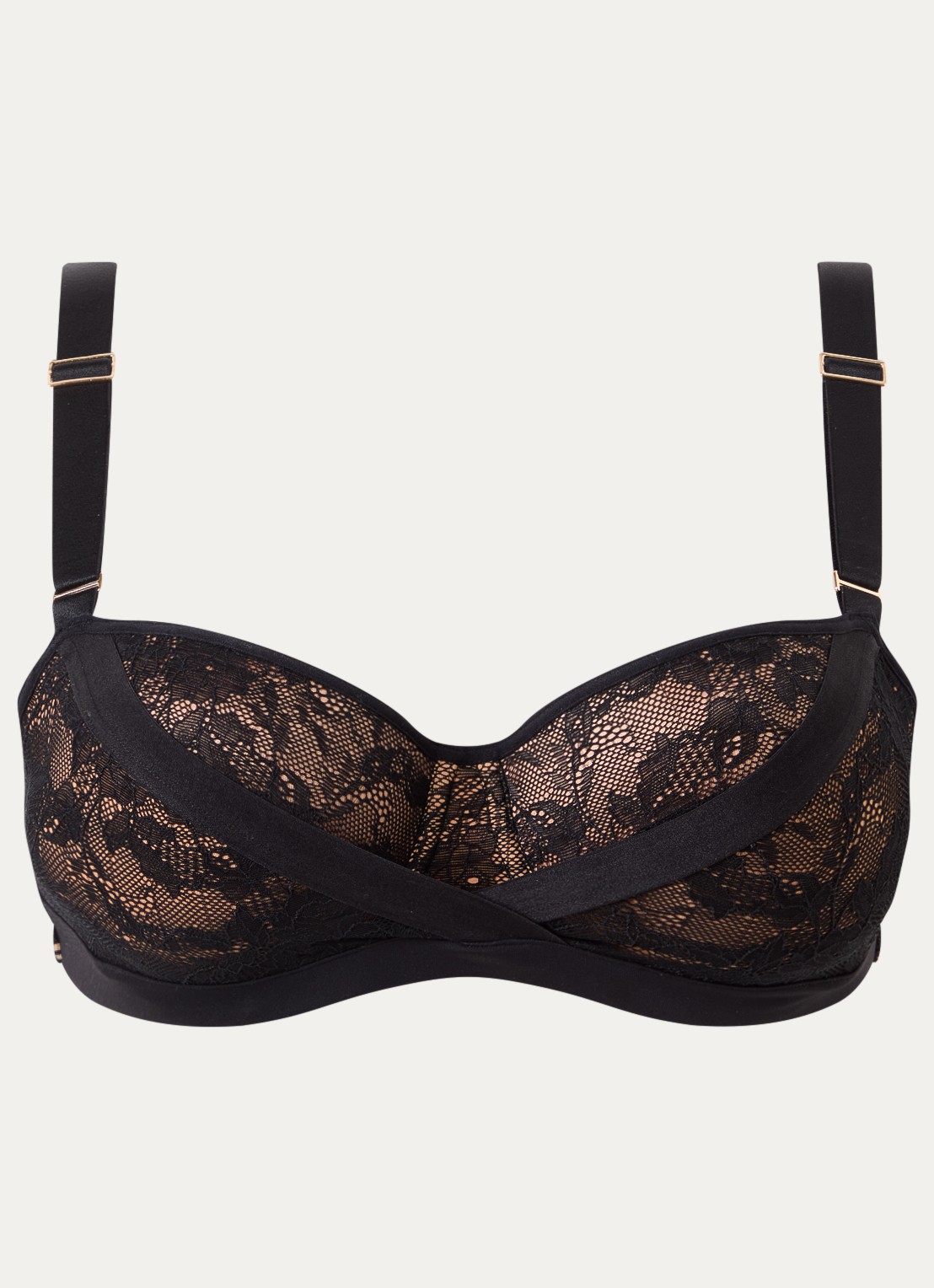 Marlies Dekkers Cypher balconette bh met overlay van kant - voorkant zwart