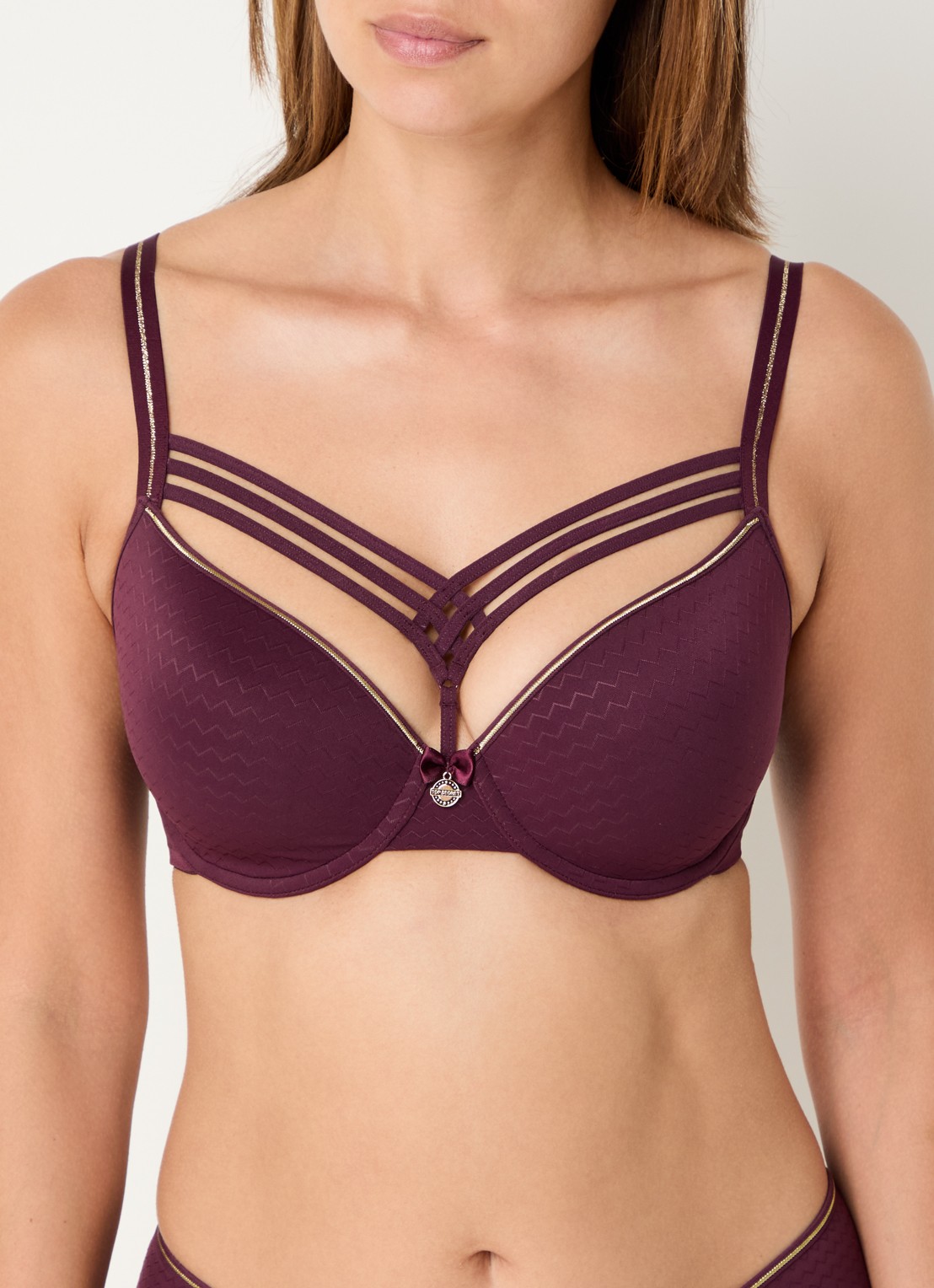 Marlies Dekkers Dame De Paris voorgevormde plunge bh - detail 3 aubergine